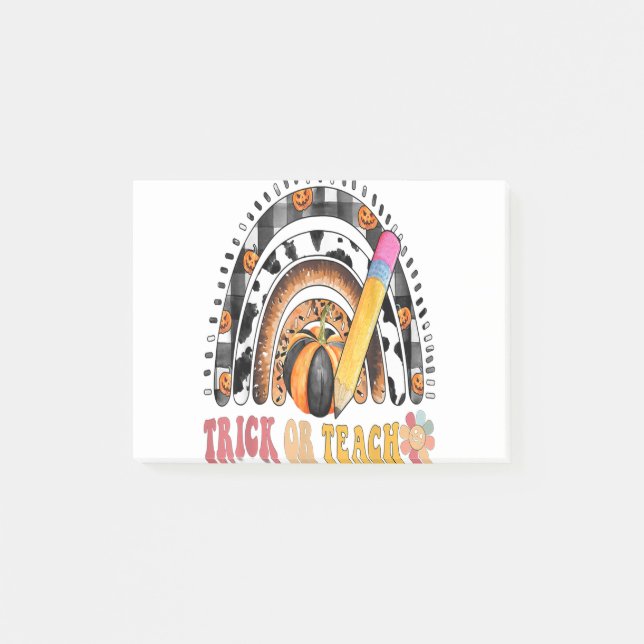 Groovy Rainbow Halloween Costume for Teacher Trick Post-it Block (Framsida)