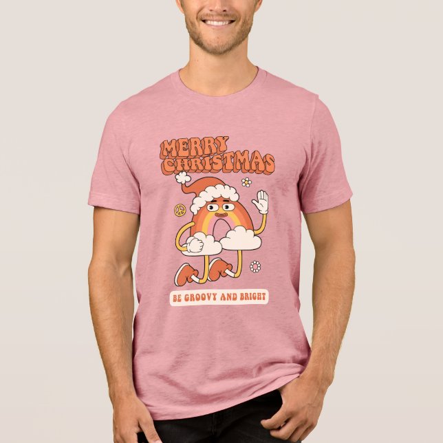 Groovy Rainbow jul - Var ljus och god T Shirt (Framsida)