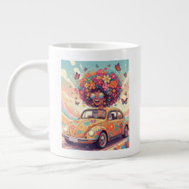 Groovy Rainbow Retro 70-tal Boho Flower Power Jumbo Mugg