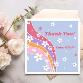 Groovy Rainbow Retro Födelsedagsfest Napkins Pappersservett