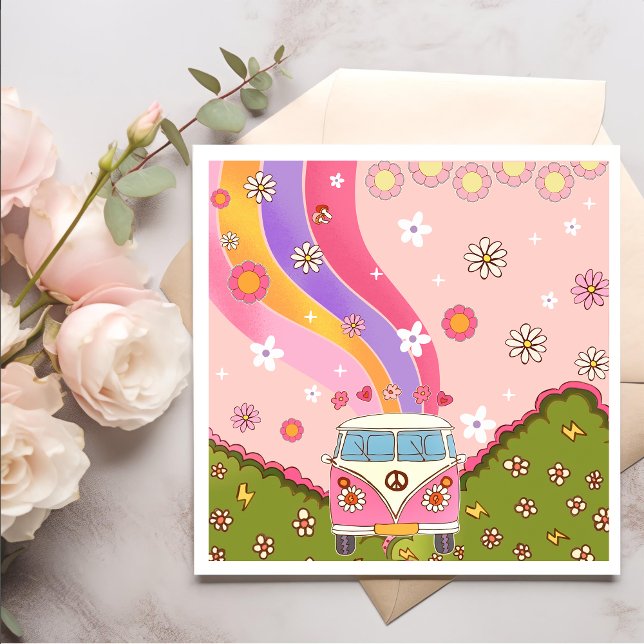 Groovy Rainbow Retro Födelsedagsfest Pappersservett (Skapare uppladdad)