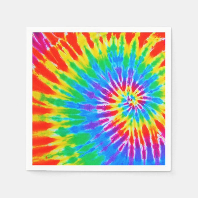 Groovy Rainbow Spiral Tie Dye Pappersservett (Framsidan)
