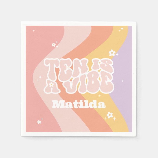 Groovy rainbow ten är en vibe 60:s coola för daisy pappersservett (Framsidan)