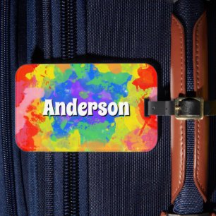 Groovy Rainbow Tie Dye Bagagebricka