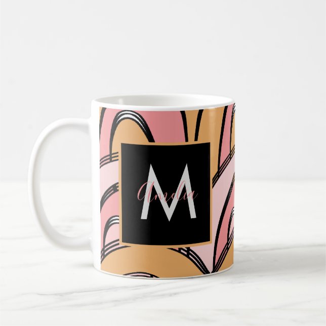 Groovy Rainbows Mönster Orange Rosa Kaffemugg (Vänster)