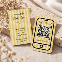 Groovy Ränder Gul Handskriven QR-kod