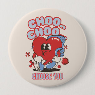 Groovy Red Heart-sångande Valentineser Knapp