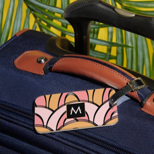 Groovy Regnbågar Orange Rosa Mönster Bagagebricka (Framsida Insitu 3)