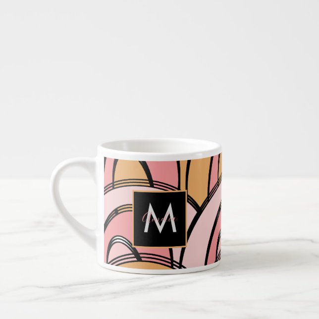 Groovy Regnbågar Orange Rosa Mönster Espressomugg (Vänster)