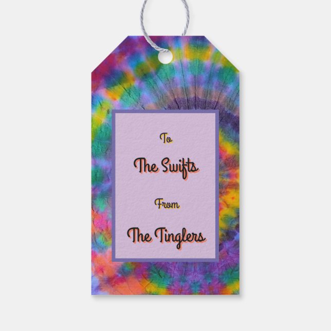Groovy regnbåge Tie-dye  Presentetikett (Baksidan)