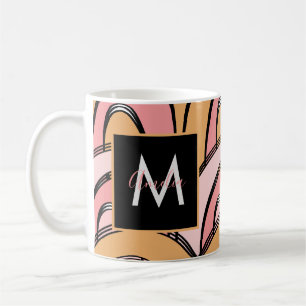 Groovy regnbågsmönster orange rosa kaffemugg