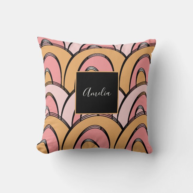Groovy regnbågsmönster orange rosa  kudde (Framsida)