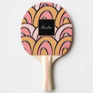 Groovy regnbågsmönster orange rosa pingisracket