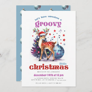 Groovy Reindeer Disco Boll Funny jul Party Inbjudningar
