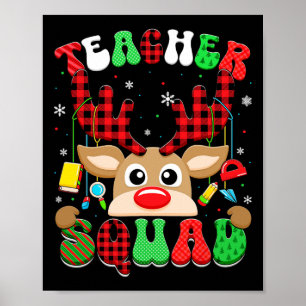 Groovy Reindeer Teacher Squad jul Julafton Manar Poster