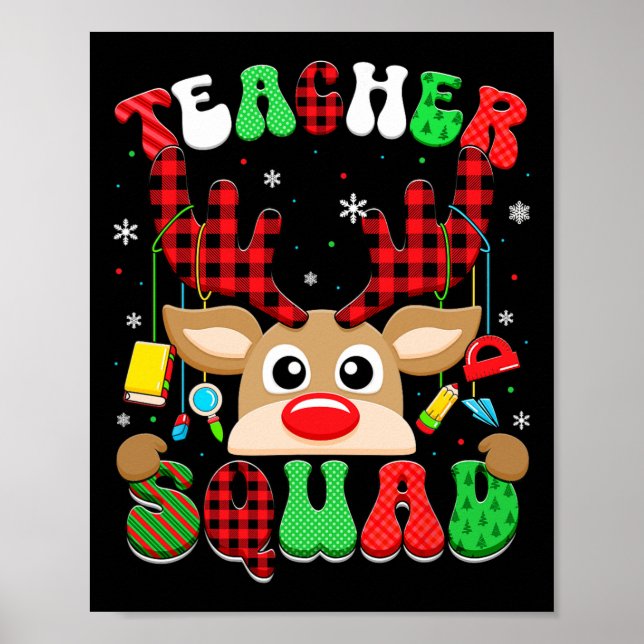 Groovy Reindeer Teacher Squad jul Julafton Manar Poster (Framsidan)