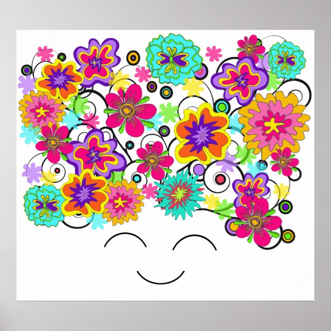 Groovy Rerto Flower Head Poster (Framsidan)