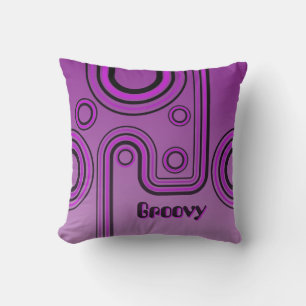Groovy Retro 1960-talets Lila och Rosa för linjär Kudde