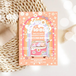 Groovy Retro 2nd Birthday Invitation Inbjudningar