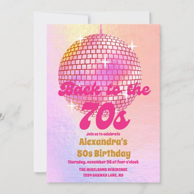 Groovy Retro 50:e Låt oss Disco-Födelsedagsfest Inbjudningar (Framsida)
