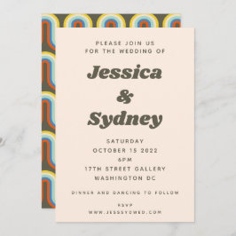 Groovy Retro 60-tal 70-tal Aesthetic Oliv grönt Br Inbjudningar