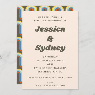 Groovy Retro 60-tal 70-tal Aesthetic Oliv grönt Br Inbjudningar