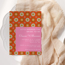 Groovy Retro 60s Flowers Orange Rosa Möhippa