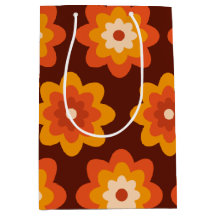 Groovy retro 70-tal boho hippie orange blommönster