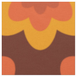 Groovy retro 70-tal boho hippie orange blommönster tyg