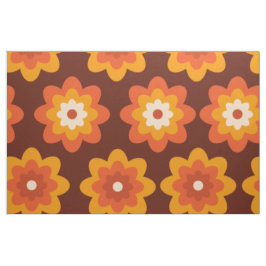 Groovy retro 70-tal boho hippie orange blommönster tyg