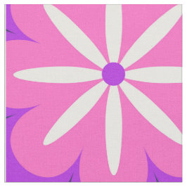 Groovy Retro 70-tal Lila Rosa Blommor Mönster Tyg