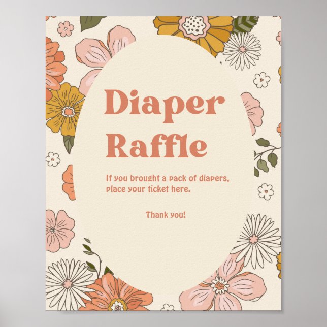 Groovy Retro 70-talets dykare Raffle | Boho Baby S Poster (Framsidan)