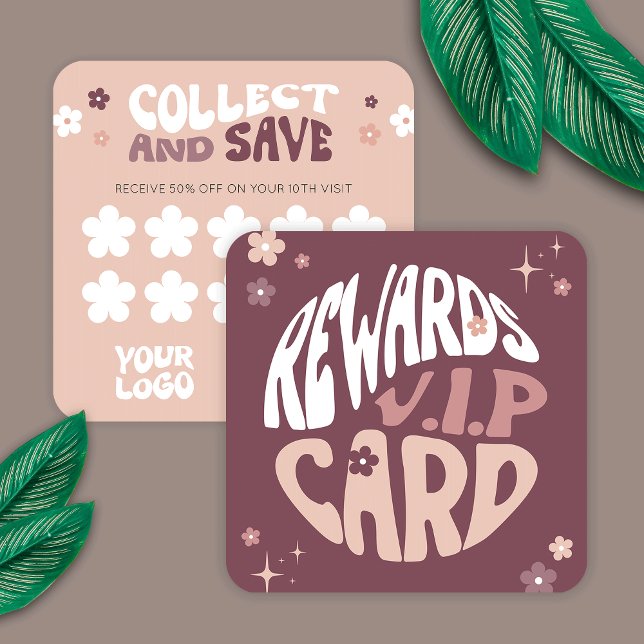 Groovy Retro 70-talets Roligt Lash Beauty Salon el Lojalitetskort (Stand out with these trendy and chic Business Rewards Cards. Featuring groovy 70s style design)