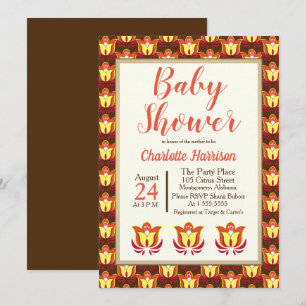 Groovy Retro 70s Blommigt Baby Shower Inbjudningar