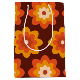 Groovy retro 70s boho hippie orange blomma mönster