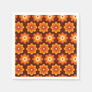 Groovy retro 70s boho hippie orange blomma mönster pappersservett