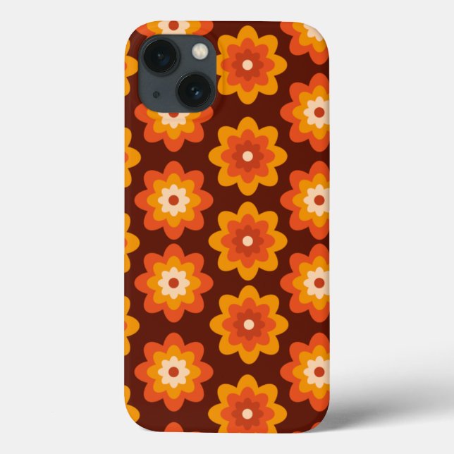 Groovy Retro 70s Boho Hippie Orange Flower mönster (Baksida)