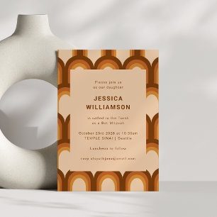 Groovy Retro 70s Brown-Trendiget Unikt Bat mitzvah Inbjudningar