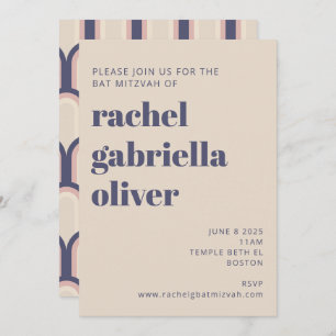 Groovy Retro 70s Design Blue Rosa Bat mitzvah Inbjudningar