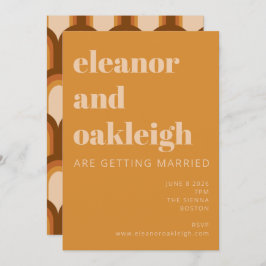 Groovy Retro 70s Design Bold Ochre Gult Bröllop Inbjudningar