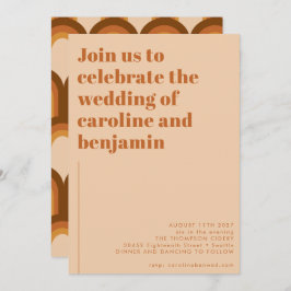 Groovy Retro 70s Design Brown Terracotta Bröllop Inbjudningar