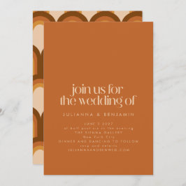 Groovy Retro 70s Design Brown Terracotta Bröllop Inbjudningar