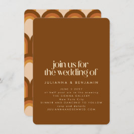 Groovy Retro 70s Design Brown Unik Roligt Bröllop Inbjudningar