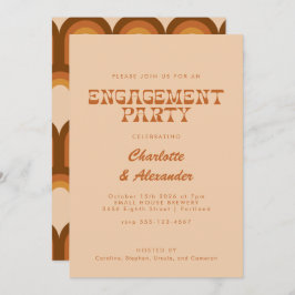 Groovy Retro 70s Design Tan Förlovning Host Party Inbjudningar