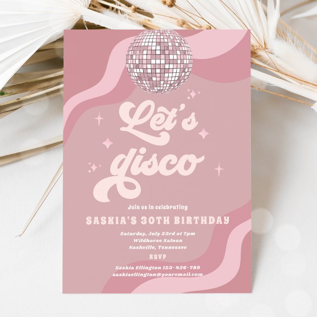 Groovy Retro 70s Låt oss Disco-Födelsedagsfest Inbjudningar (Skapare uppladdad)