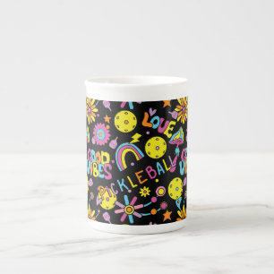 Groovy, retro 90-tal, svart benporslin mugg
