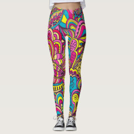 Groovy Retro Abstrakt Modern Stil Trendiga Klotter Leggings