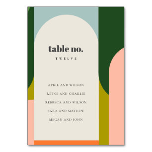 Groovy Retro Arch Abstrakt fet sittplats i Bröllop Bordsnummer