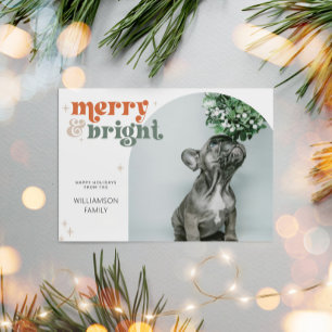 Groovy Retro Arch Photo Merry & Bright Julkort
