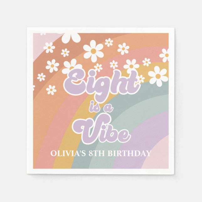 Groovy Retro åtta är en Vibe Rainbow Pappersservett (Framsidan)
